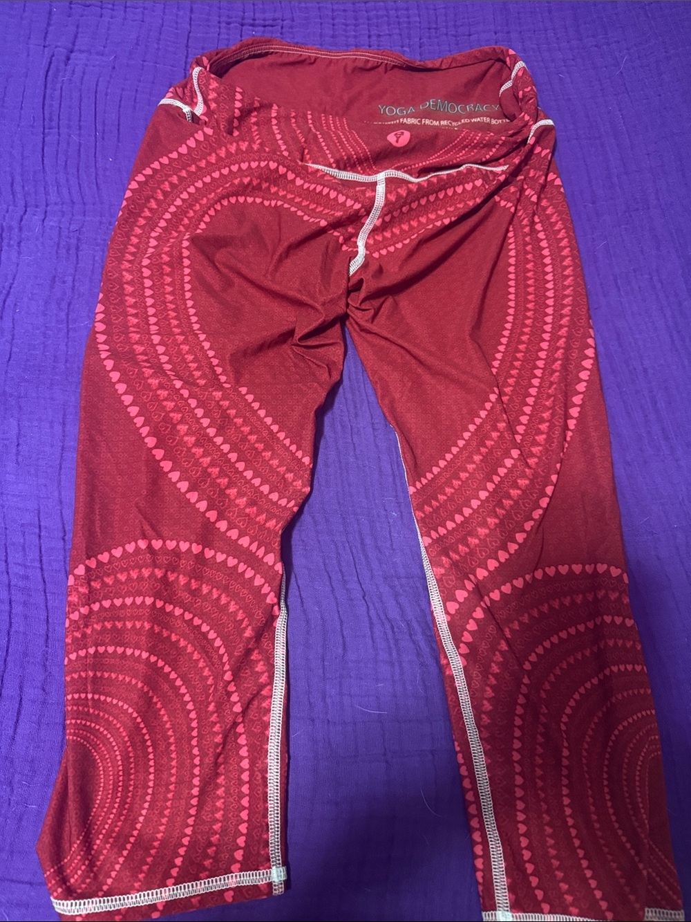 Democracy Girls' Red Leggings with Pink Heart Circles
